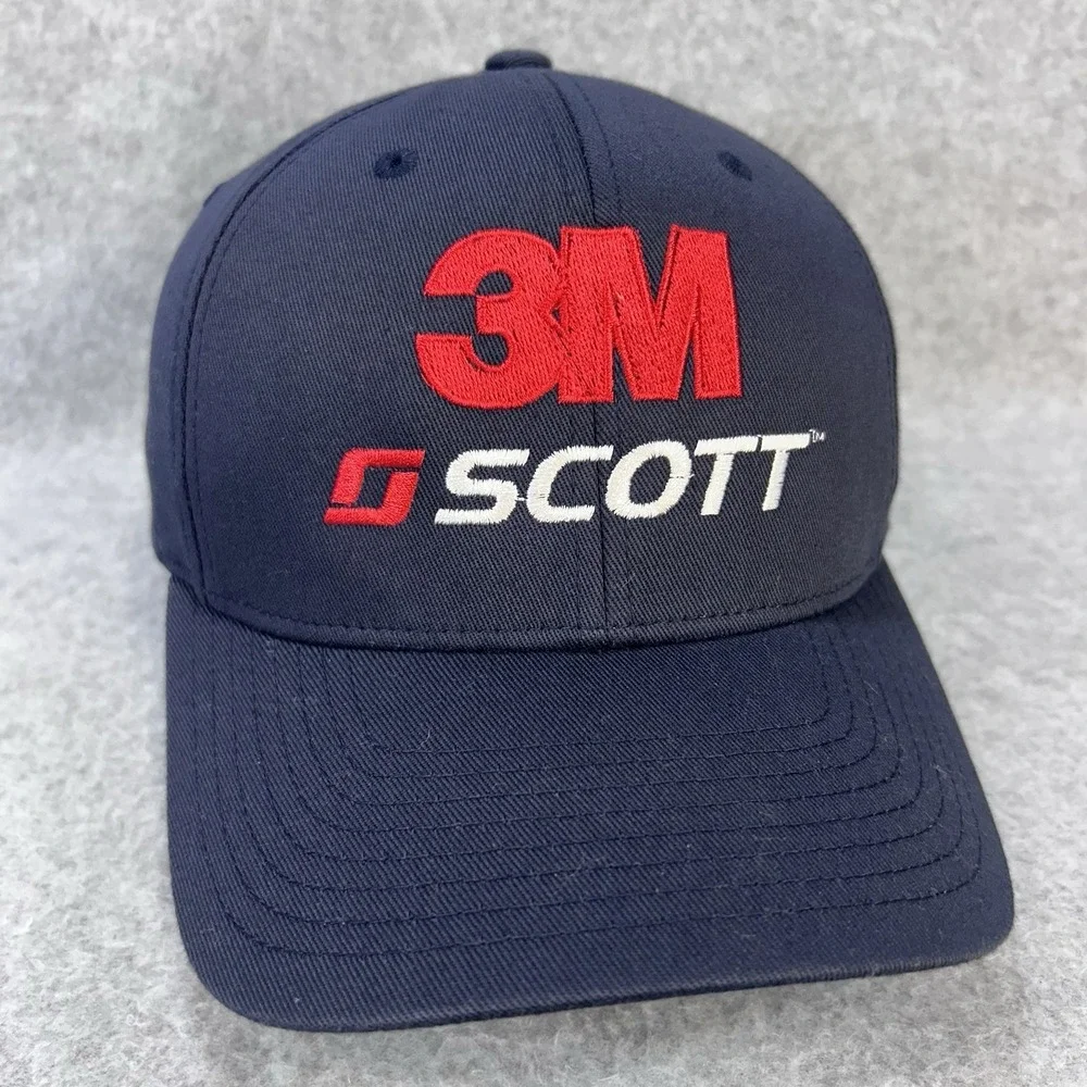 3M Scott Flexfit Baseball Cap Hat Navy Red White Port Authority S/M